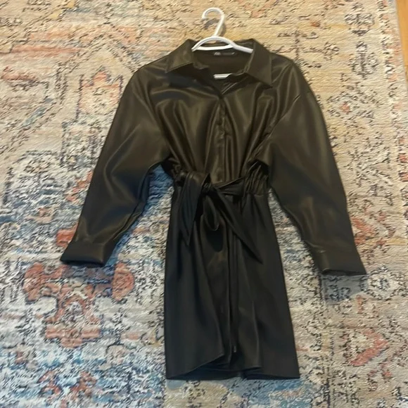 leather mini dress zara Zara leather dress S (4-6) Like new